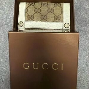 Gucci Tan and Cream Monogram Wallet